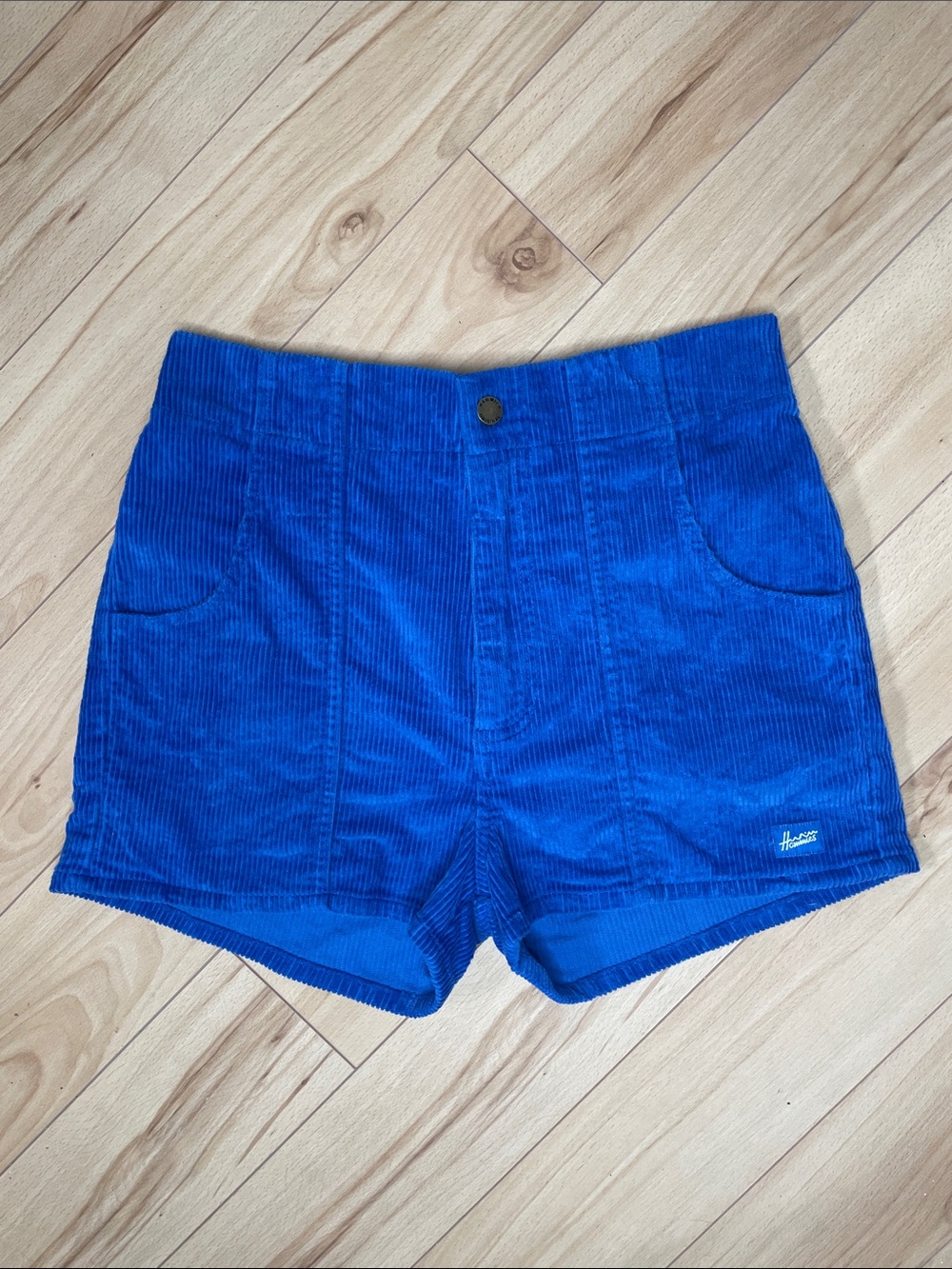 Hammies Retro Royal Blue High-Waist Corduroy Women's Shorts Sz 30
